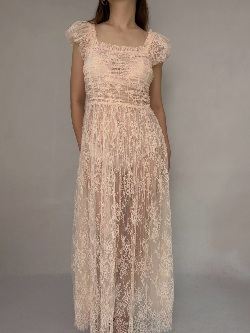 DOEN Delicate Lace Pamelina Maxi Dress in Petunia Pink - Picture 9 of 12
